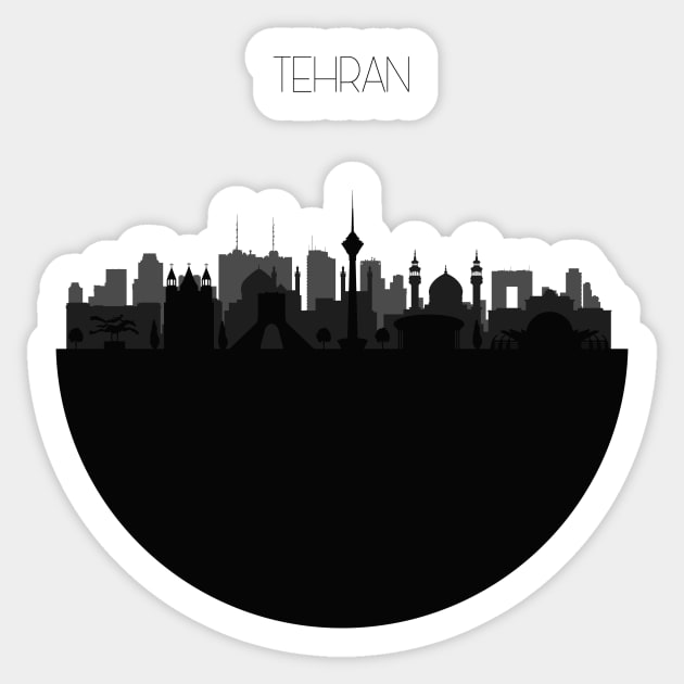 Tehran Skyline Sticker by inspirowl